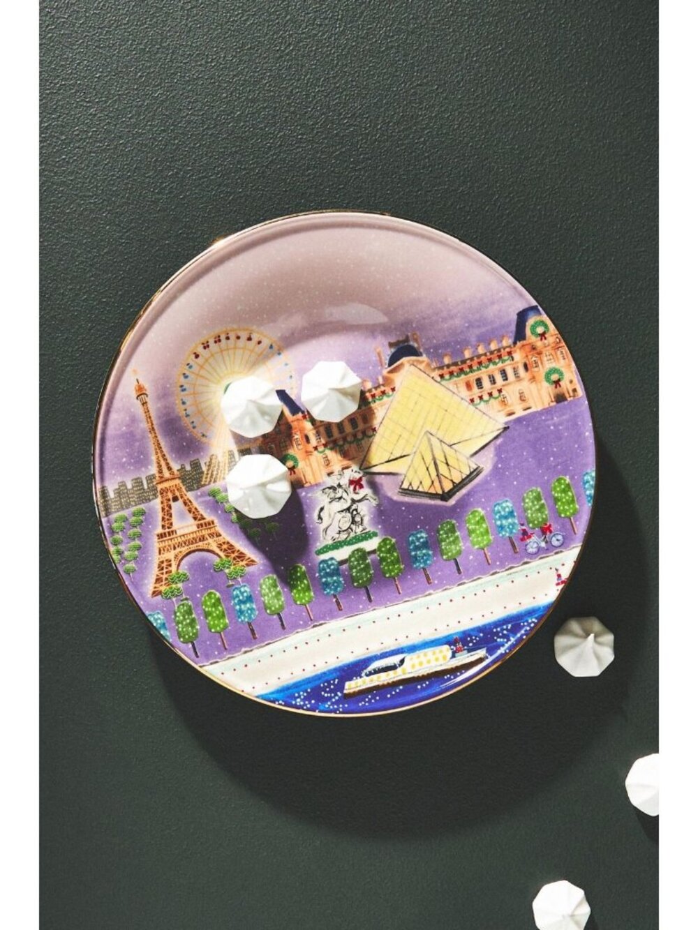 Anthropologie Paris Christmas Holiday in the City Dessert Plate NWT NEW